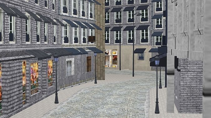 Snowy Streets Vanishing Point Of London Low-poly 3D Model Low-poly 3D model