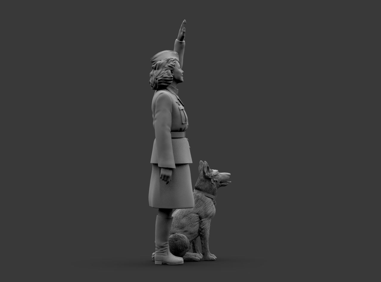 Woman Soldier Ground Staff - LUFTWAFFE WW2 and shepherd 3D print model_13