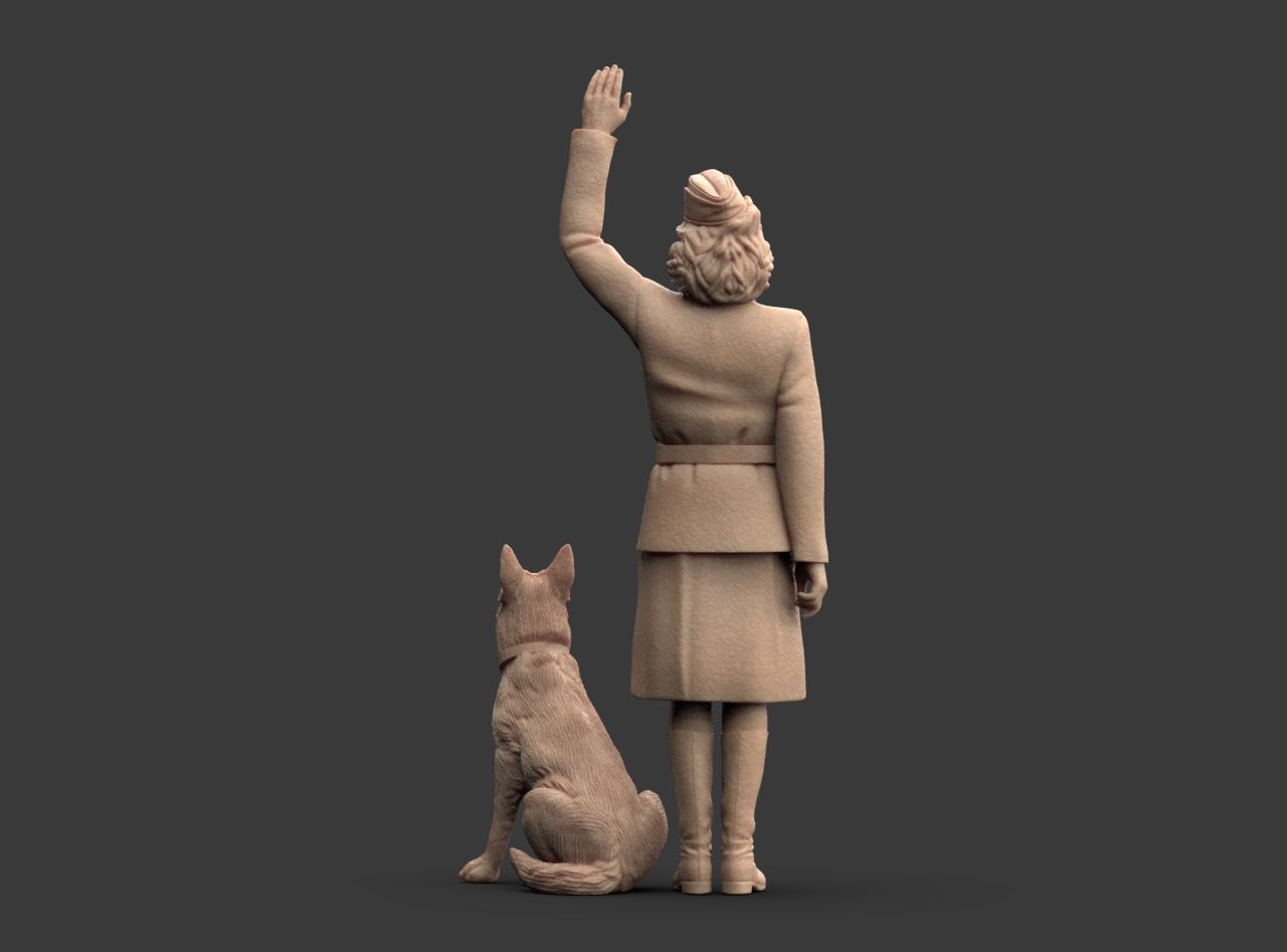 Woman Soldier Ground Staff - LUFTWAFFE WW2 and shepherd 3D print model_28