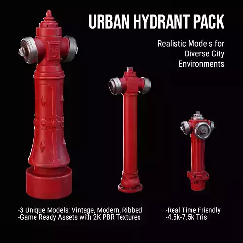 Urban Fire Hydrant Pack - Game Ready PBR