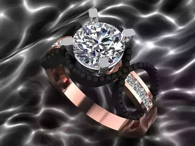 Ring rose gold and diamond engagement