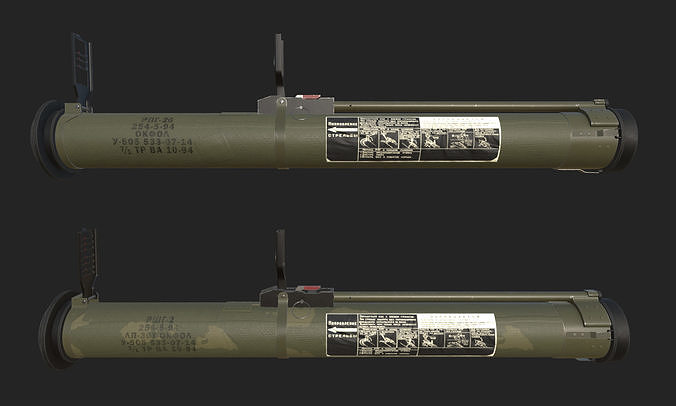 PGS RPG-26 and RSHG-2 Disposable Launchers Low-poly 3D model