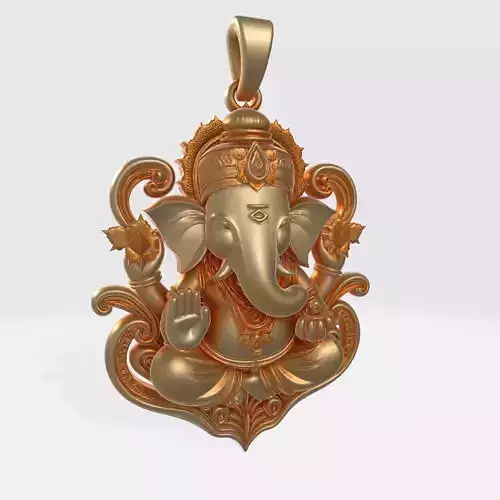 Ganesha Pendant 3D Model 2