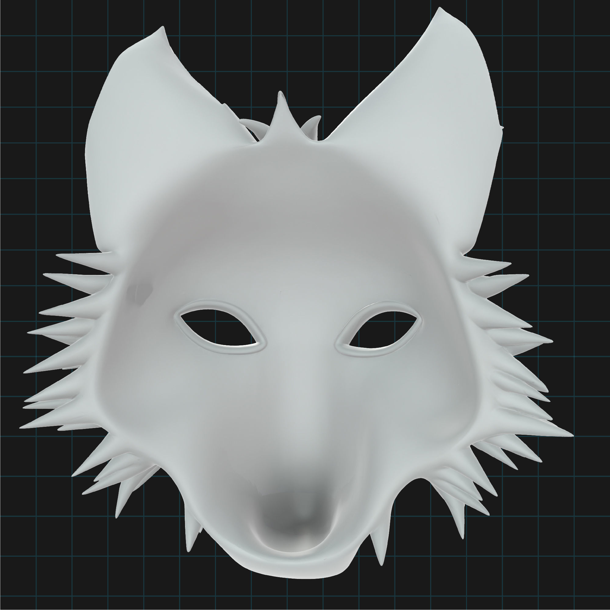 Stylized Wolf Mask Fantasy Animal Mask 3D print model_3