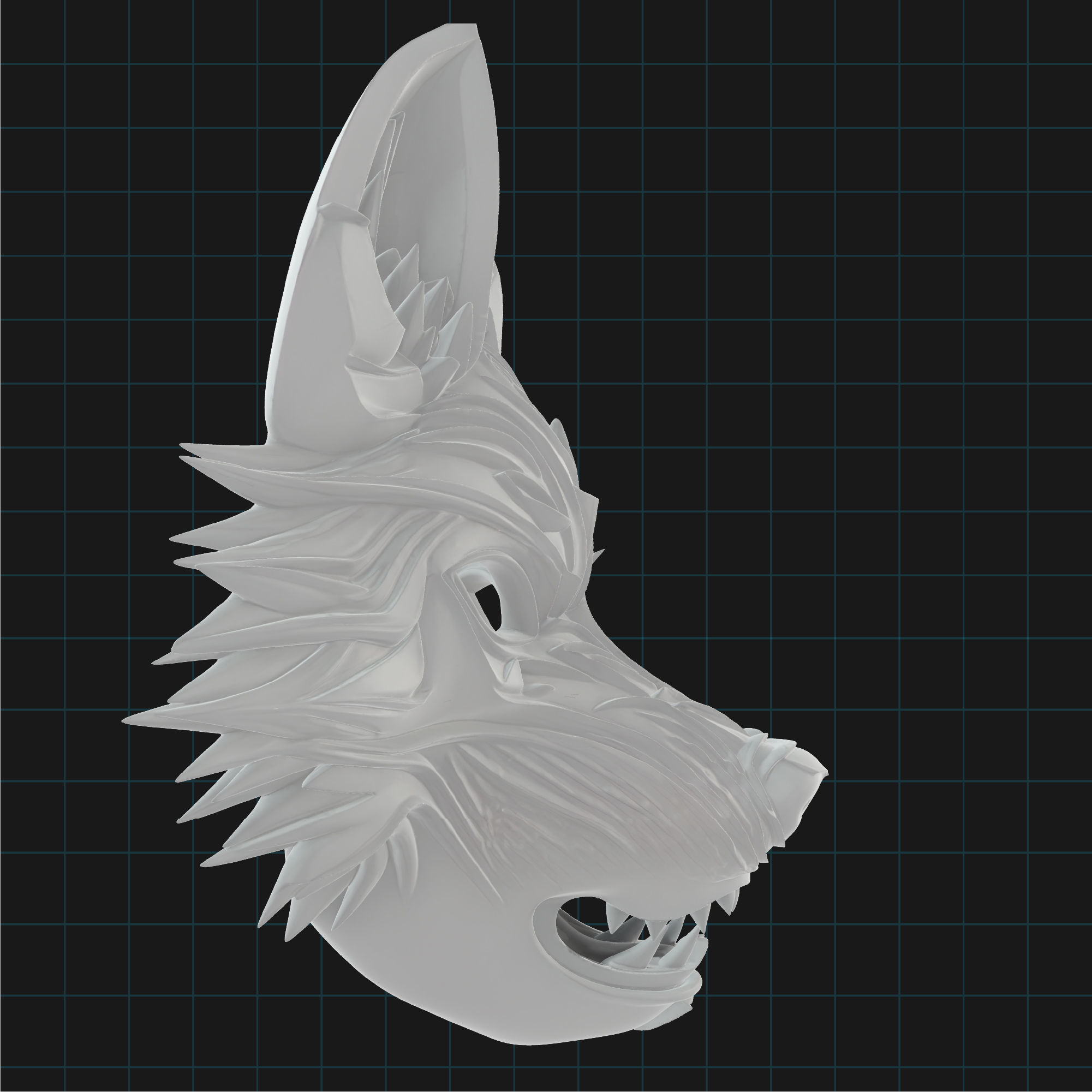 Stylized Wolf Mask Fantasy Animal Mask 3D print model_1