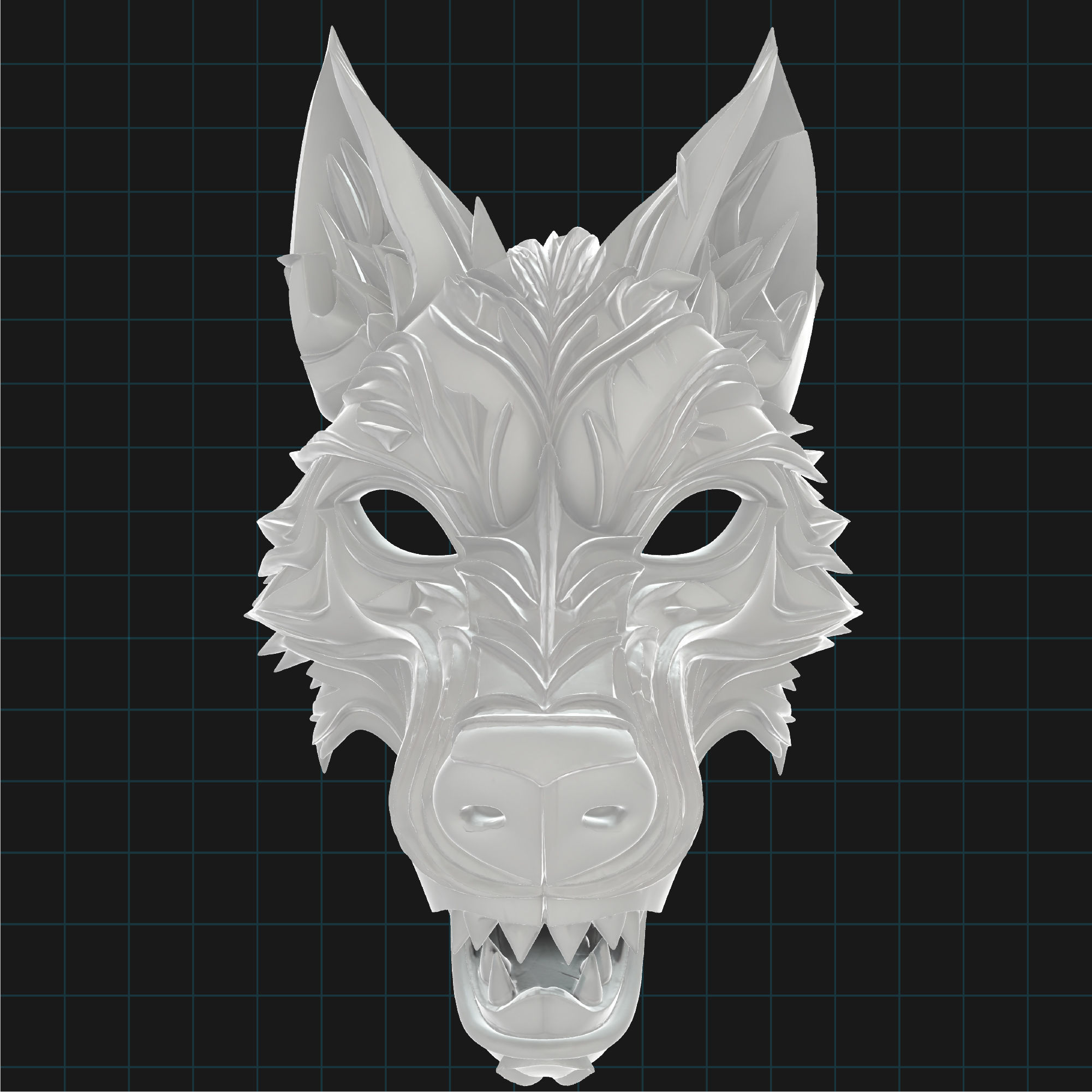 Stylized Wolf Mask Fantasy Animal Mask 3D print model_2