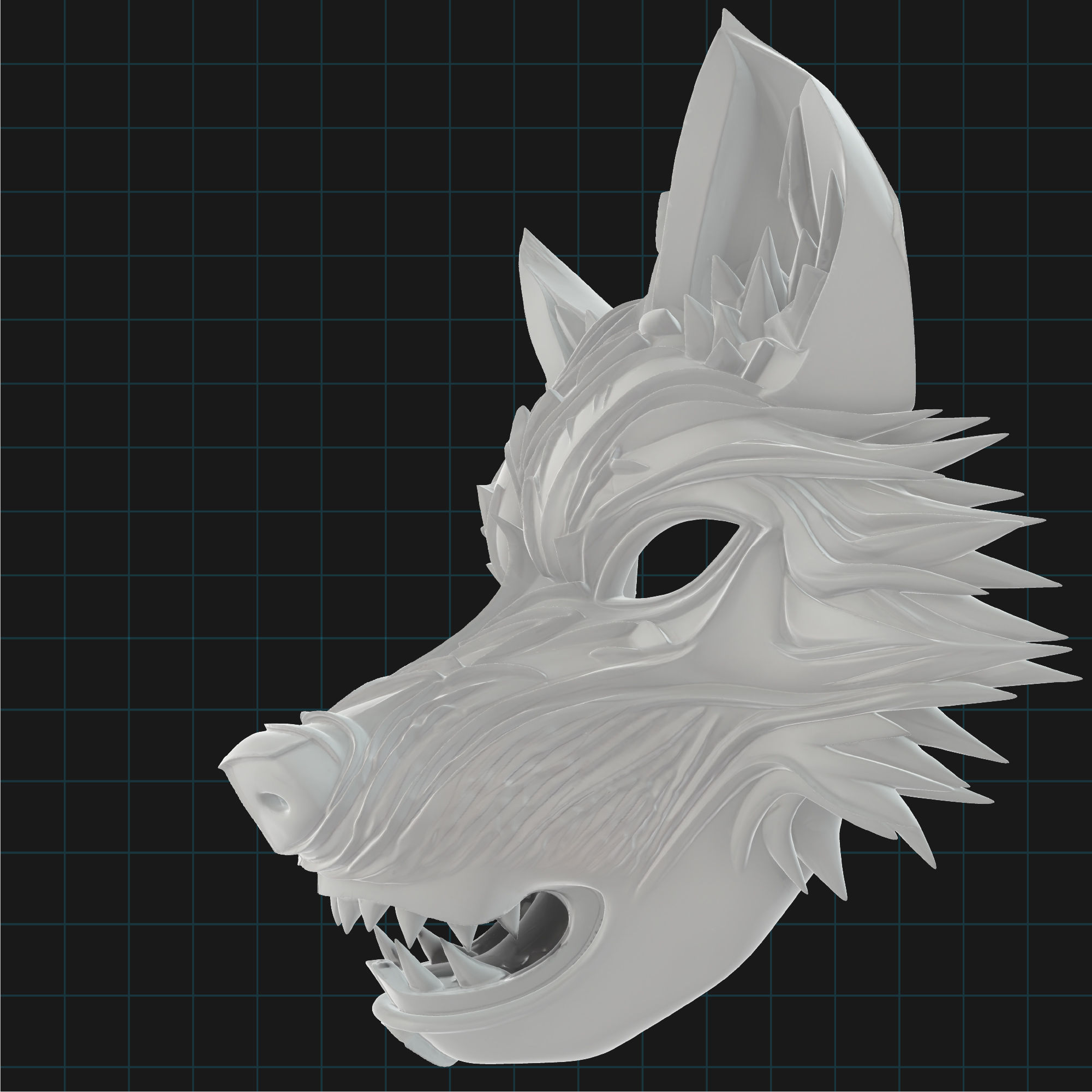 Stylized Wolf Mask Fantasy Animal Mask 3D print model_4