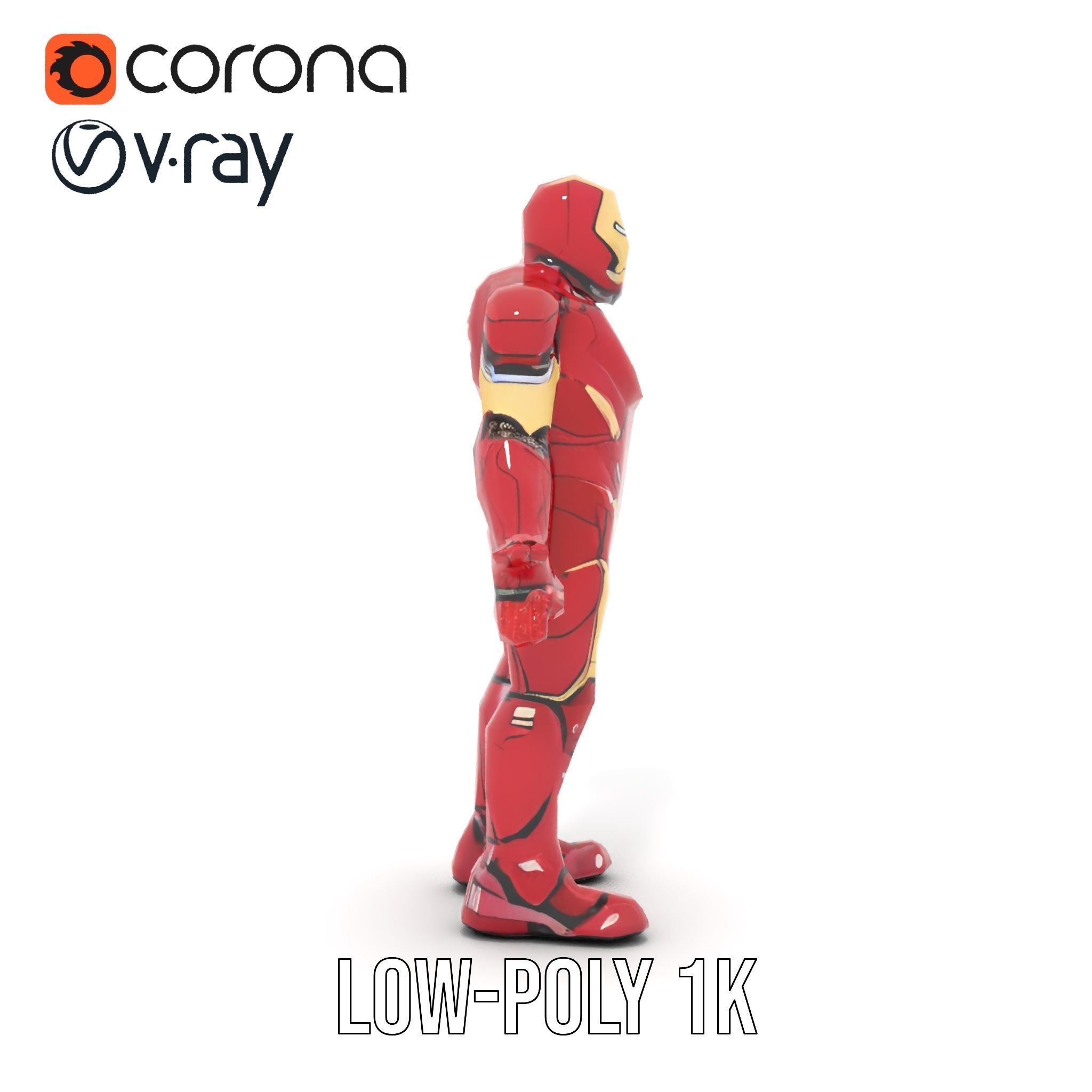 Armored Superhero Rigged and Animated D Model Low-poly 3D model_11