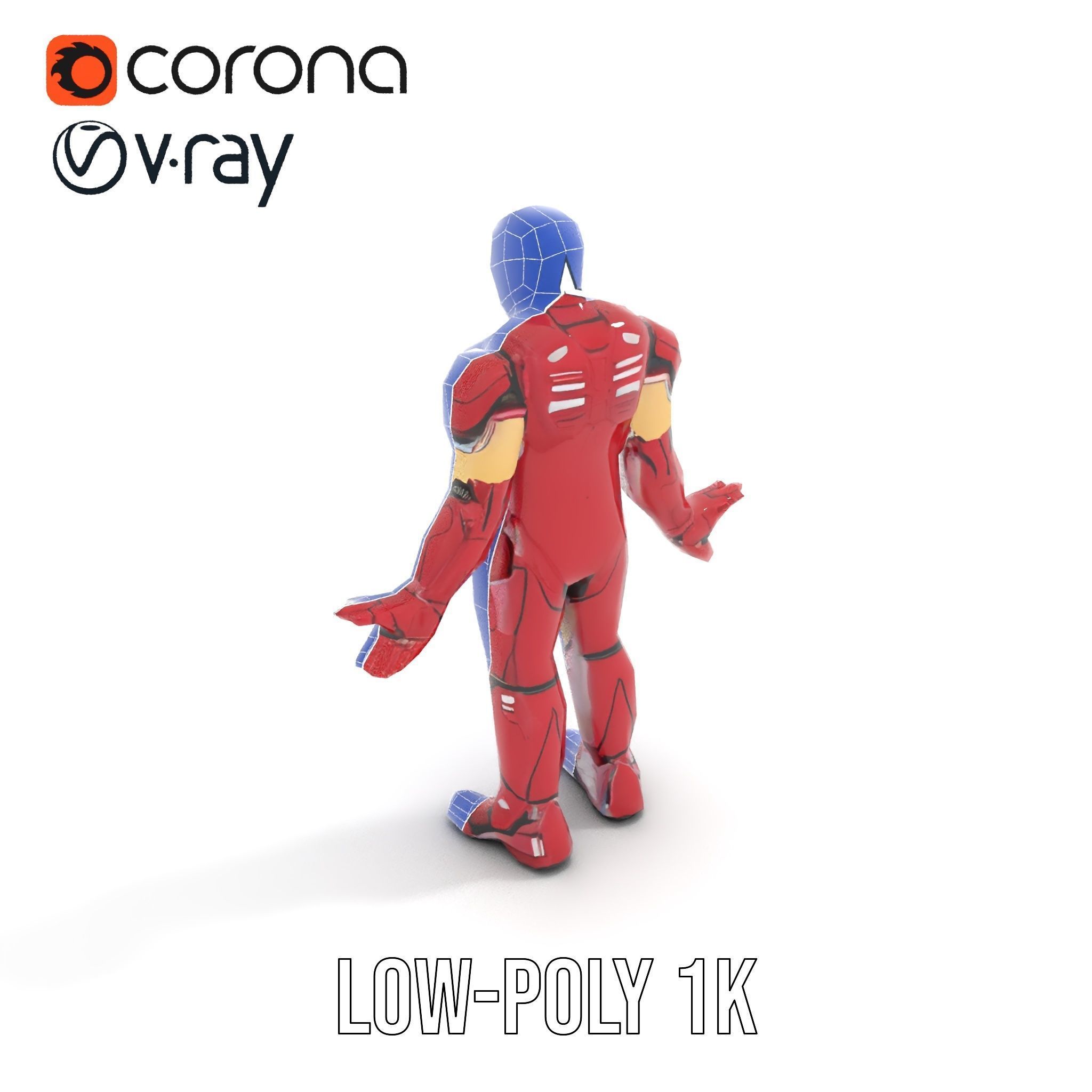 Armored Superhero Rigged and Animated D Model Low-poly 3D model_25