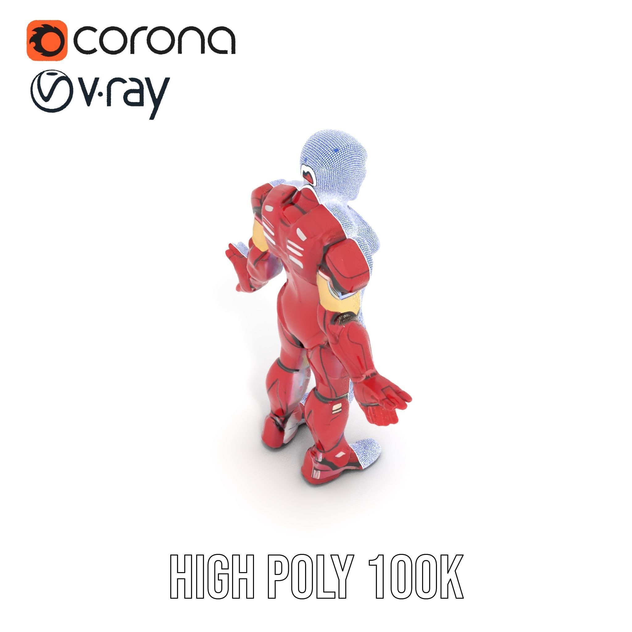 Armored Superhero Rigged and Animated D Model Low-poly 3D model_33