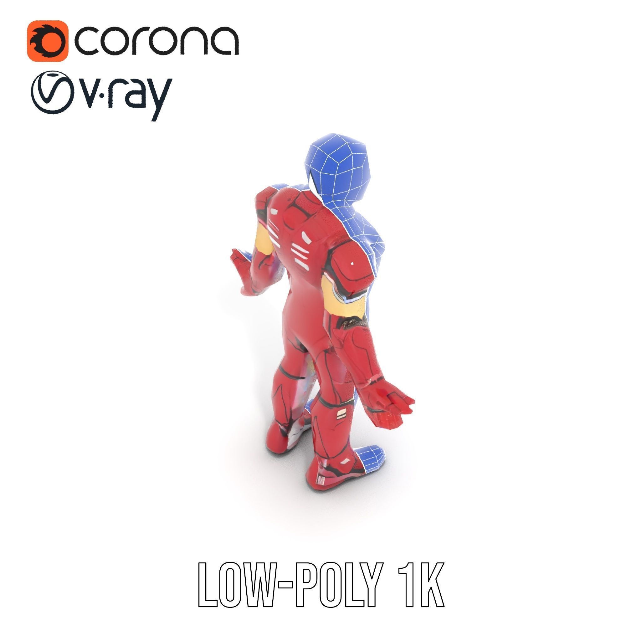 Armored Superhero Rigged and Animated D Model Low-poly 3D model_27