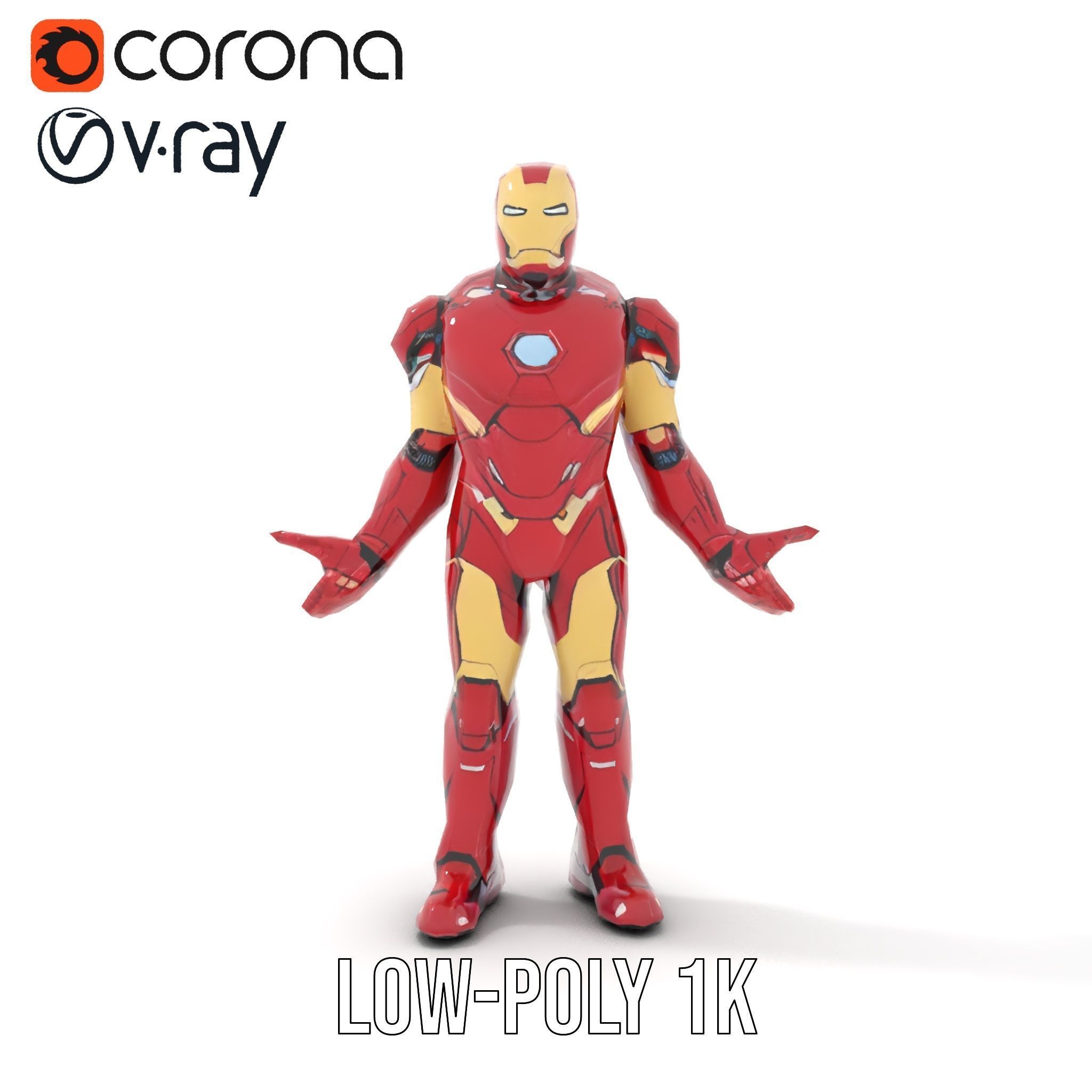 Armored Superhero Rigged and Animated D Model Low-poly 3D model_22