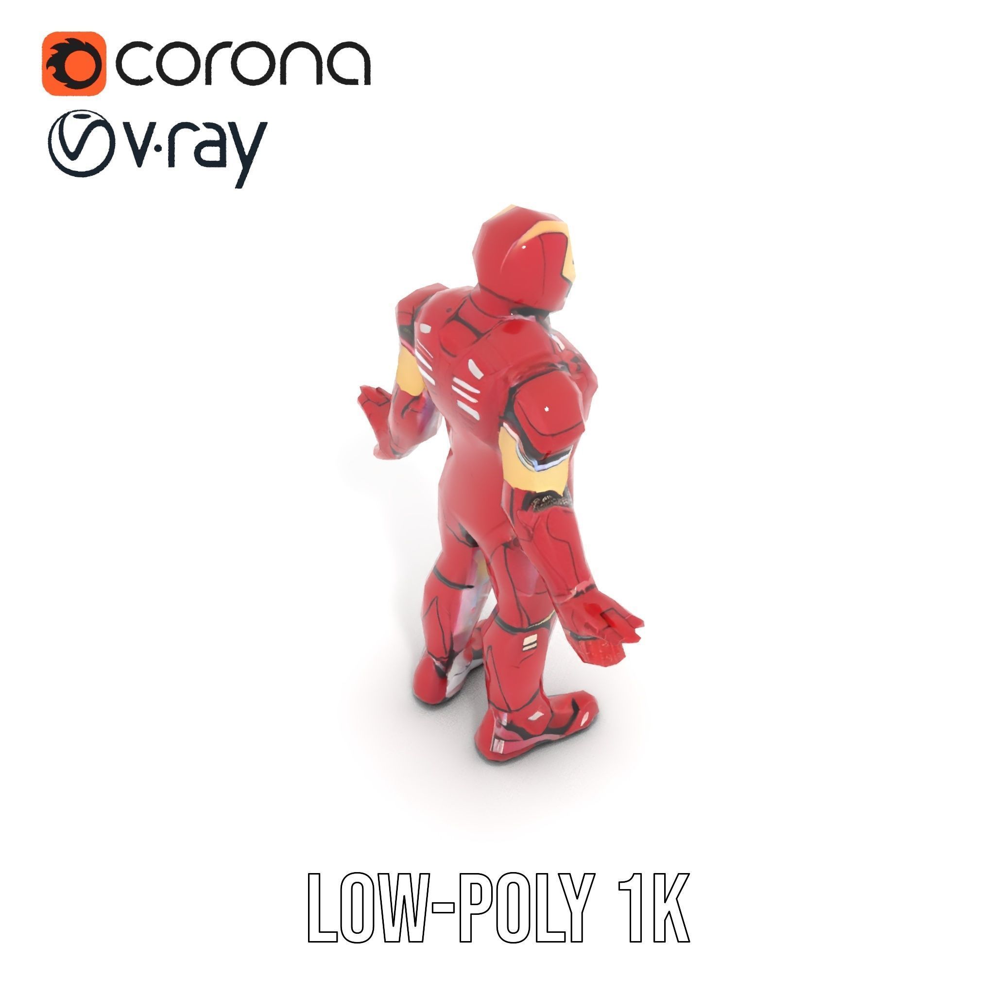 Armored Superhero Rigged and Animated D Model Low-poly 3D model_8