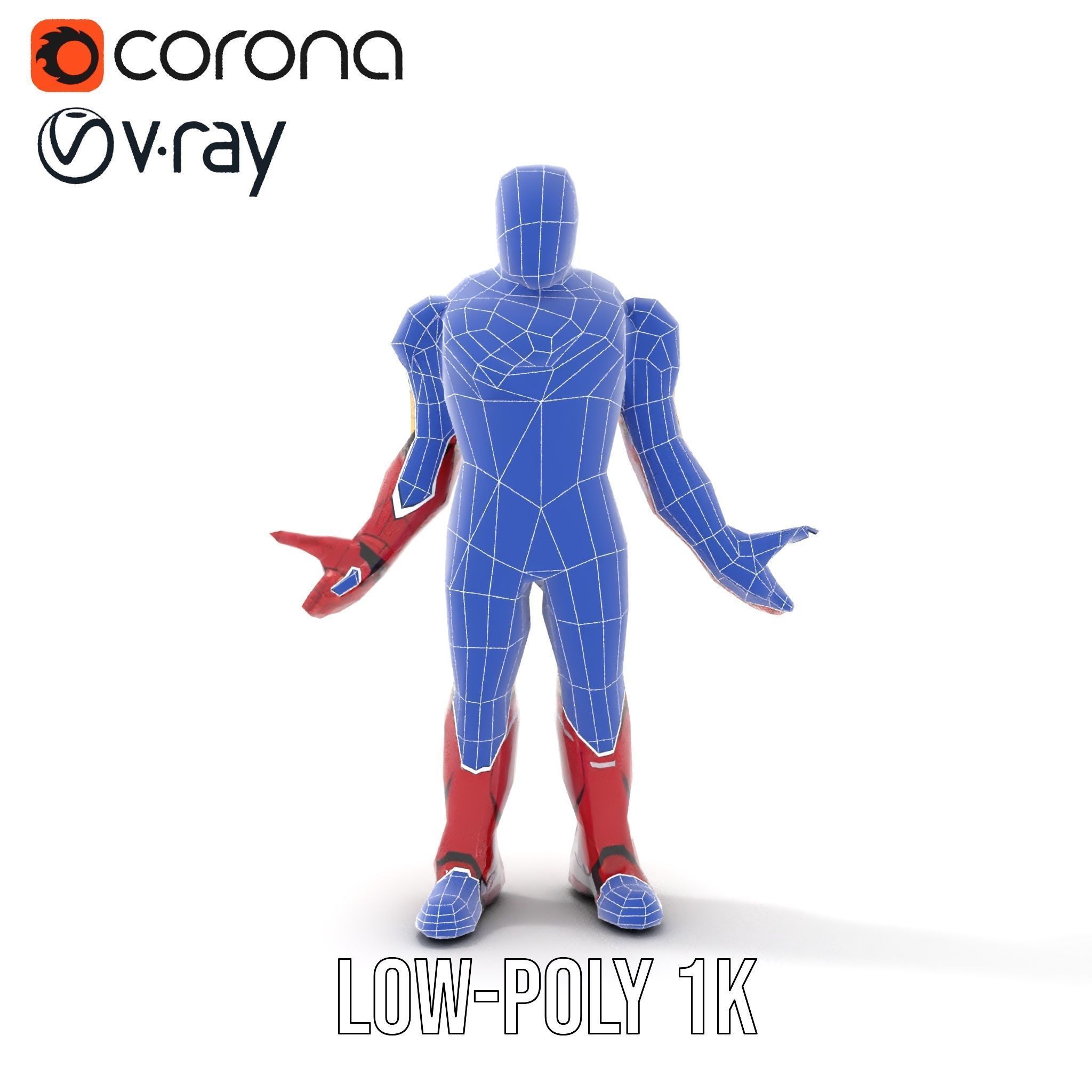 Armored Superhero Rigged and Animated D Model Low-poly 3D model_16