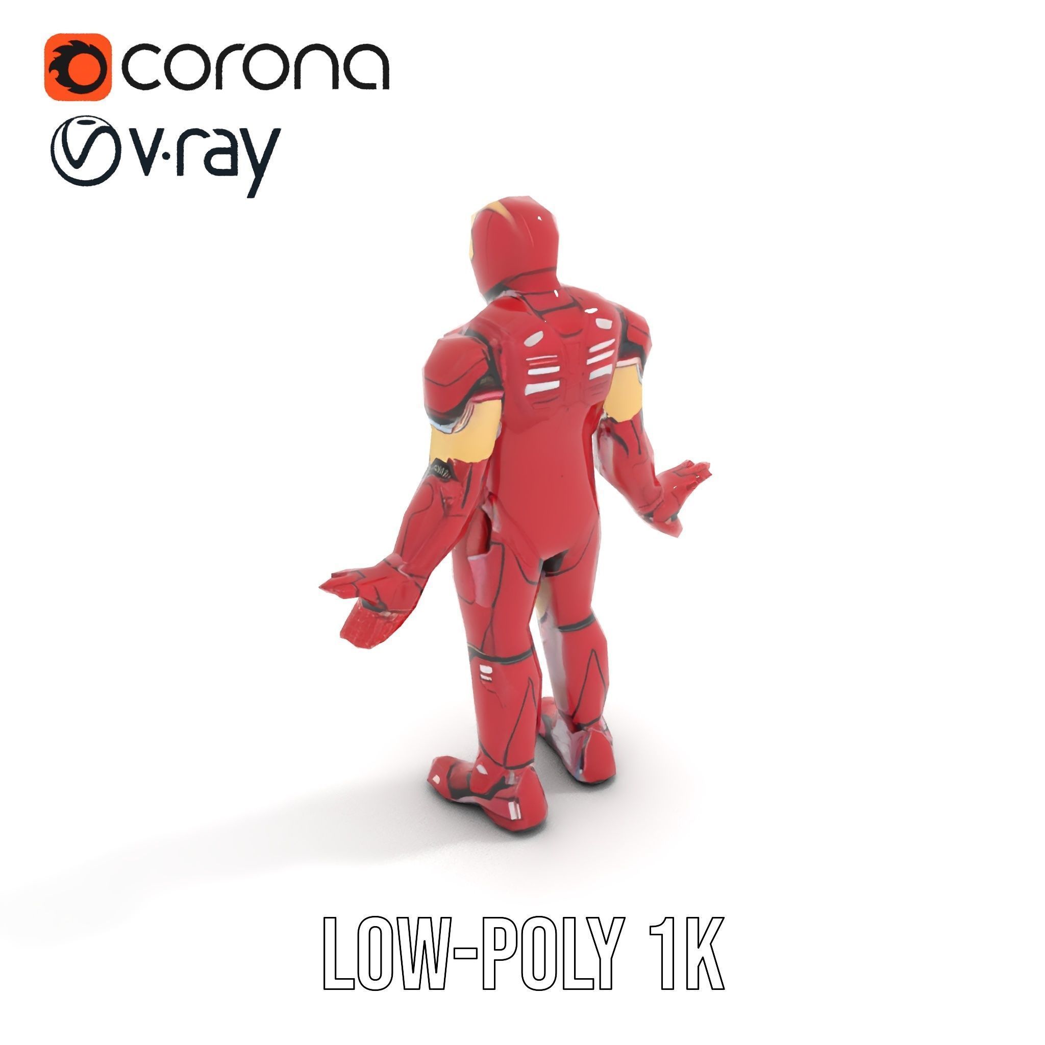 Armored Superhero Rigged and Animated D Model Low-poly 3D model_7