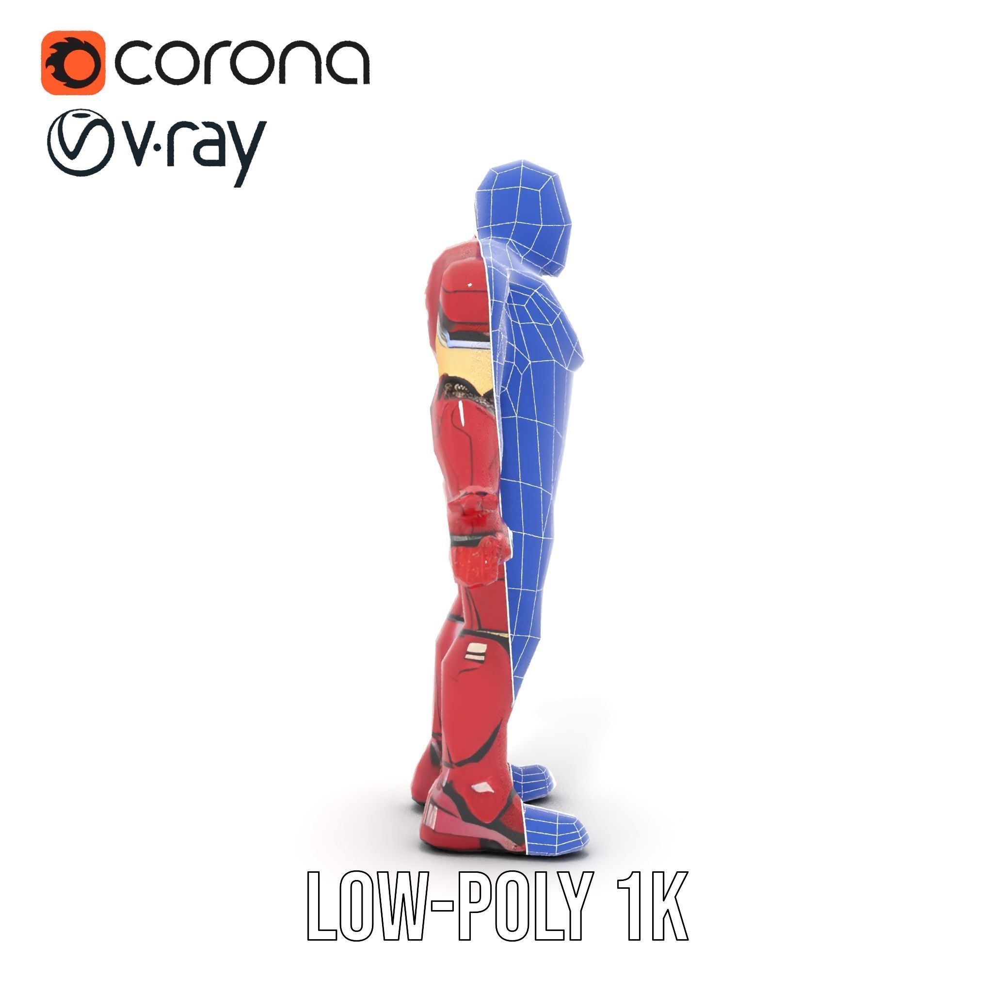 Armored Superhero Rigged and Animated D Model Low-poly 3D model_19