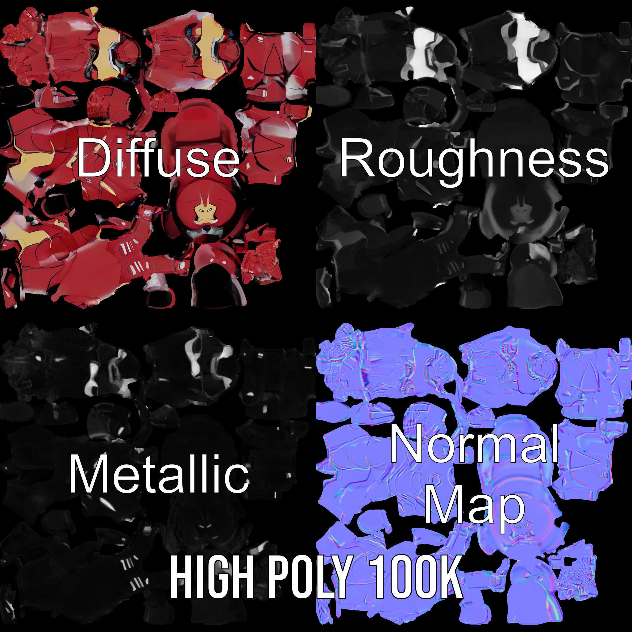 Armored Superhero Rigged and Animated D Model Low-poly 3D model_3