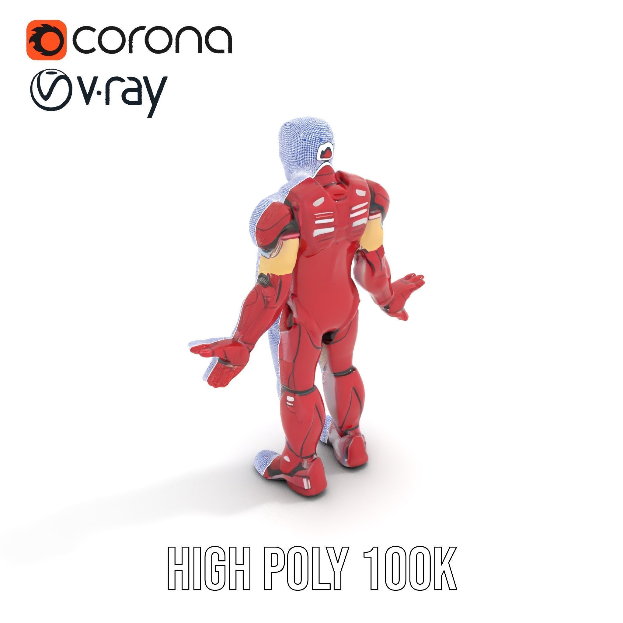 Armored Superhero Rigged and Animated D Model Low-poly 3D model_36