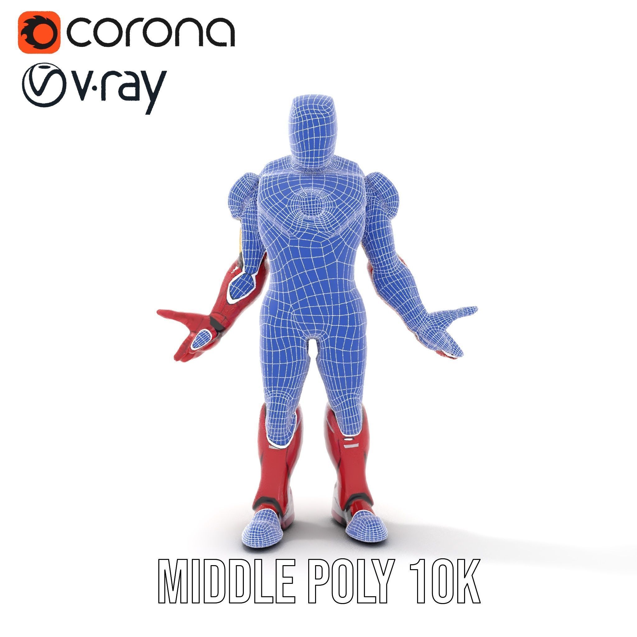 Armored Superhero Rigged and Animated D Model Low-poly 3D model_34