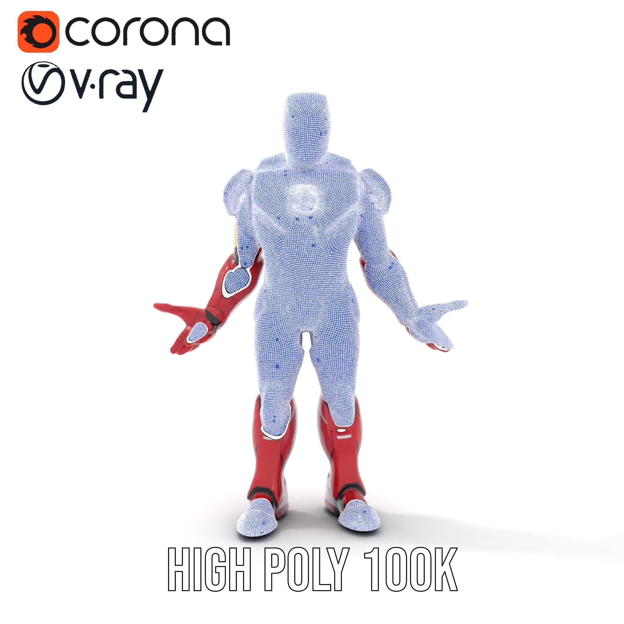 Armored Superhero Rigged and Animated D Model Low-poly 3D model_31