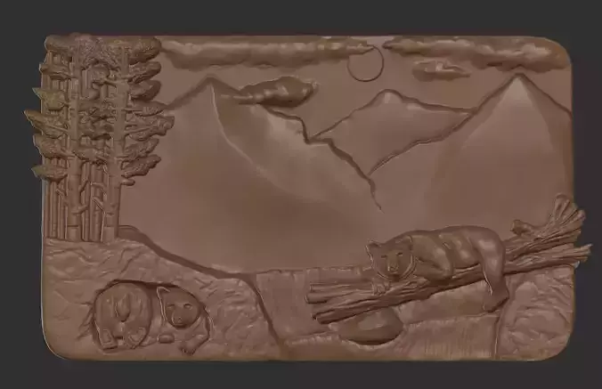 Rustic wallart - bears in the mountains