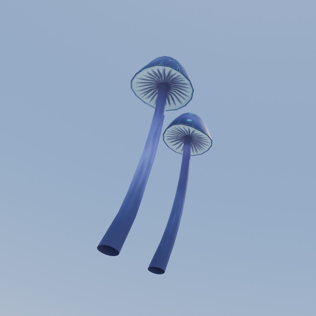 Stylized Purple Mushroom Low-poly 3D model_3