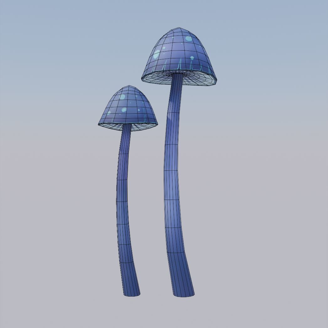 Stylized Purple Mushroom Low-poly 3D model_1