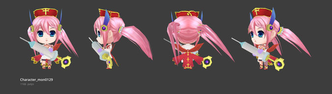 Cartoon Chibi Nurse Low-poly 3D model
