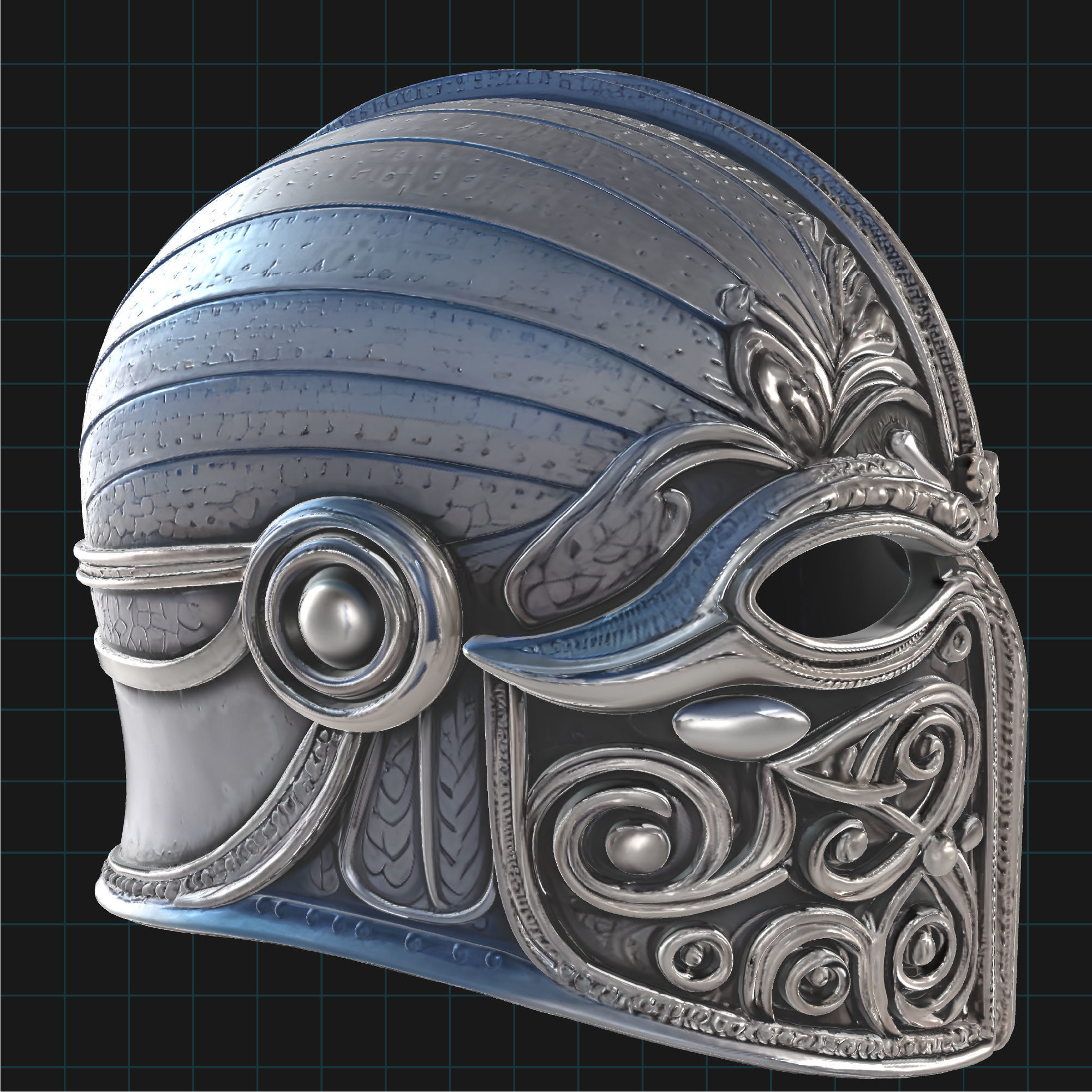 Medieval Fantasy Helmet Viking Warrior Armor 3D print model_4