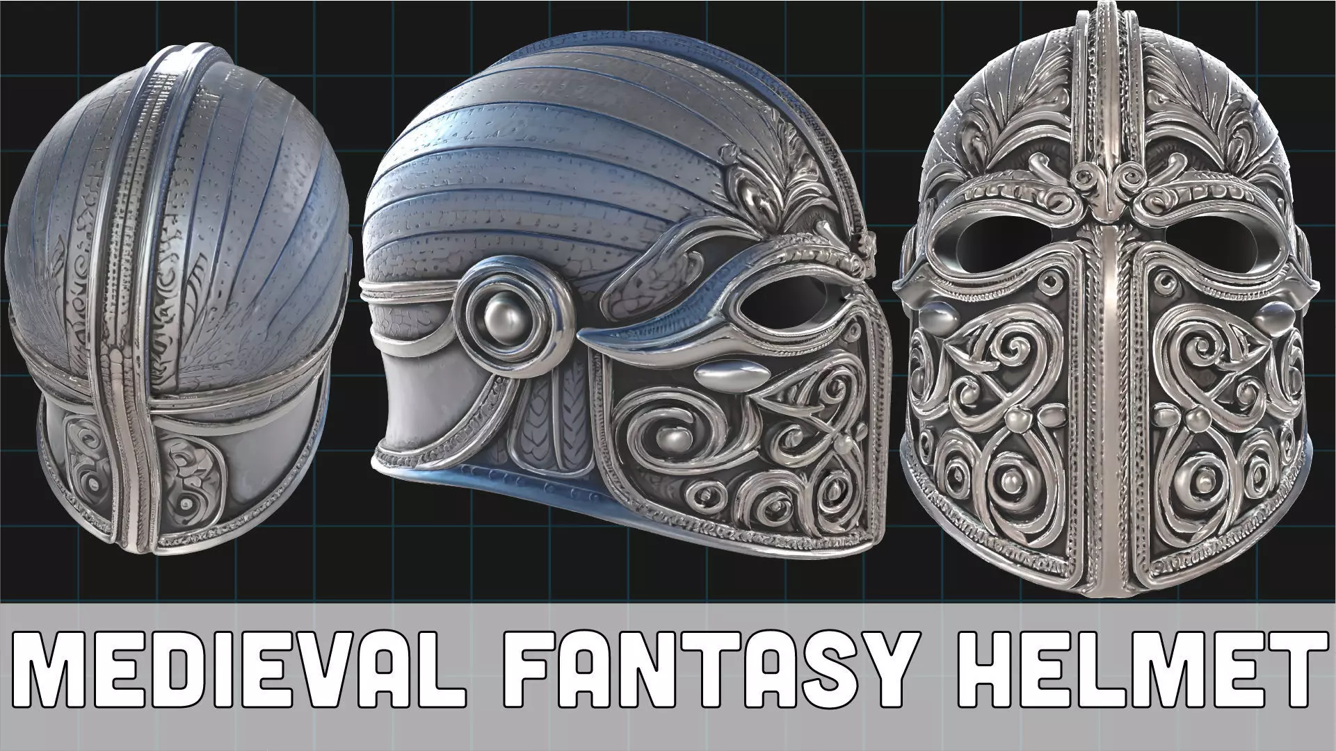 Medieval Fantasy Helmet Viking Warrior Armor 3D print model_0