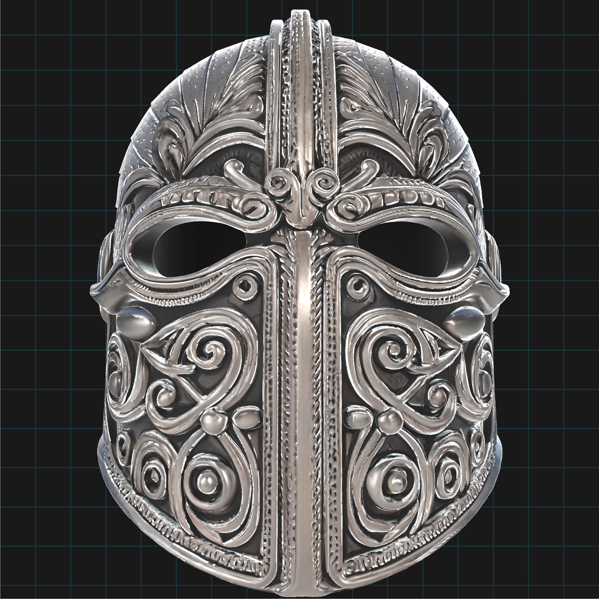 Medieval Fantasy Helmet Viking Warrior Armor 3D print model_2