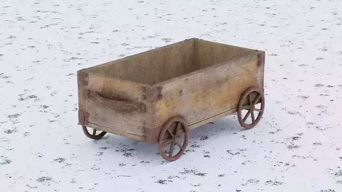Rustic wooden cart Low-poly 3D model