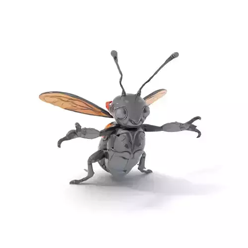 Animated Rigged Insectoid Character Model  Robot Bee Design