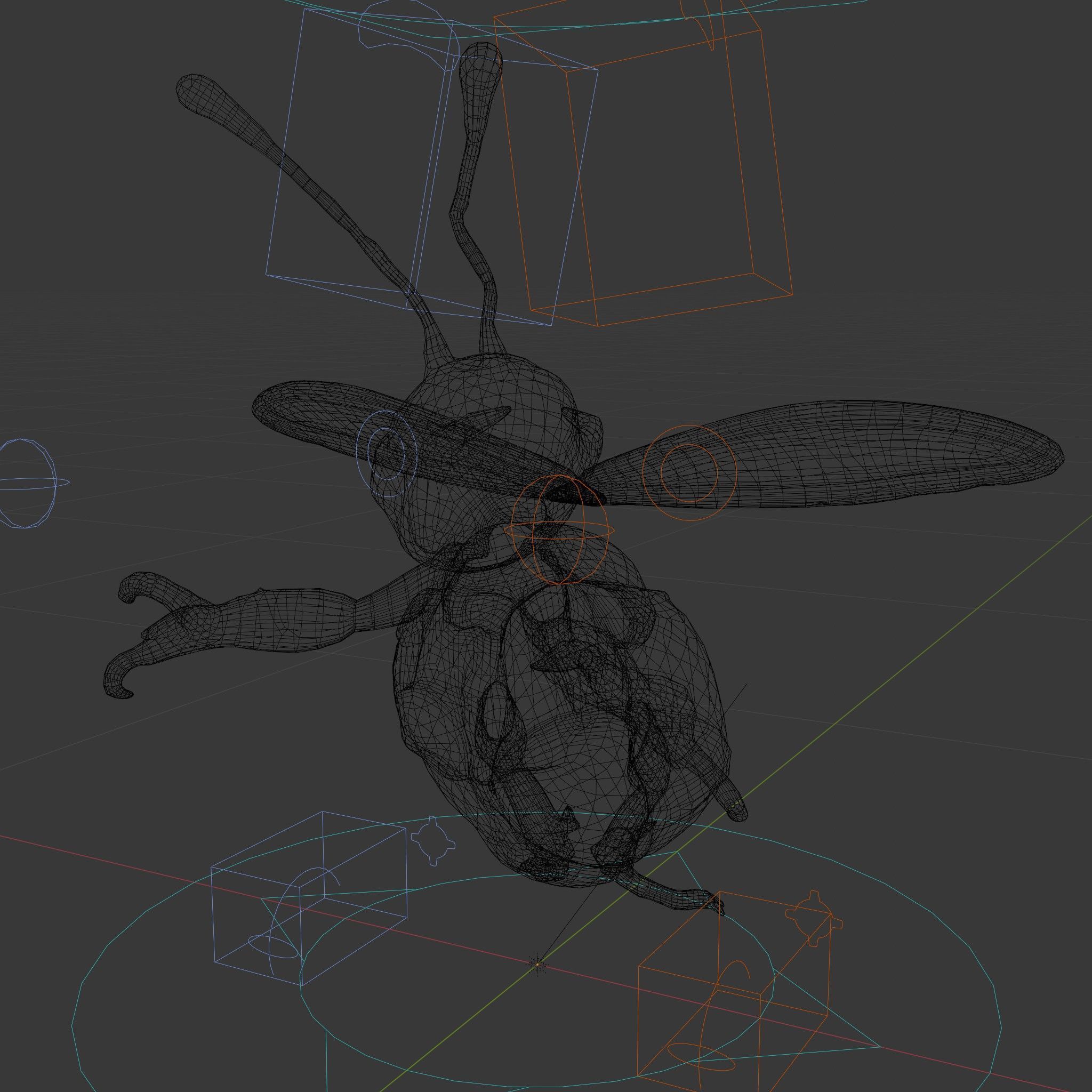 Animated Rigged Insectoid Character Model  Robot Bee Design Low-poly 3D model_6