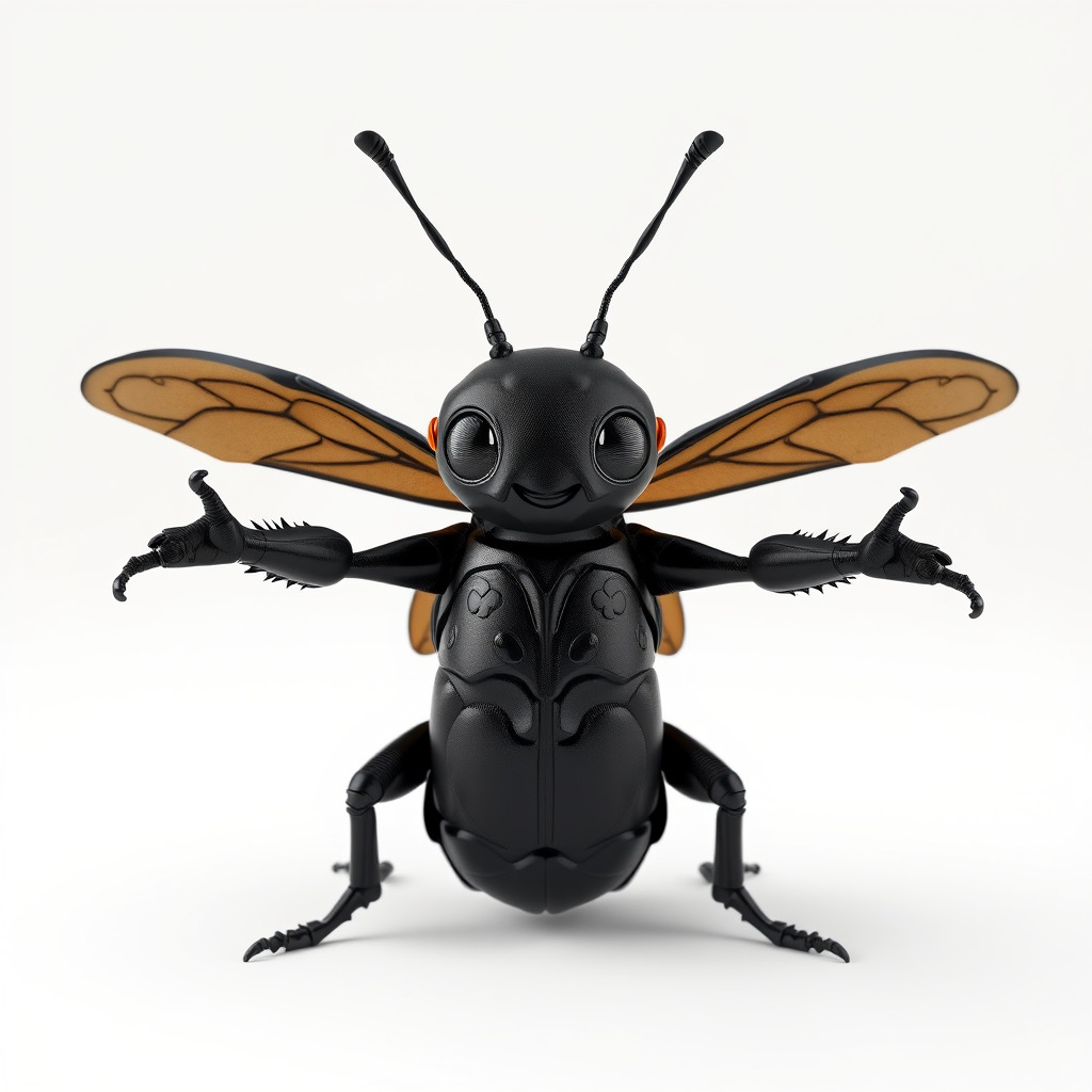 Animated Rigged Insectoid Character Model  Robot Bee Design Low-poly 3D model_3