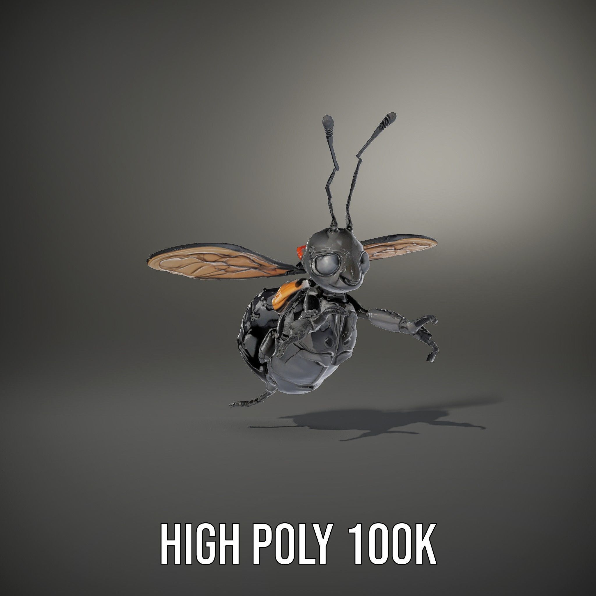 Animated Rigged Insectoid Character Model  Robot Bee Design Low-poly 3D model_13