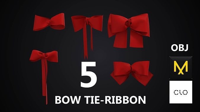 5 Bow Ties Ribbons  3D model