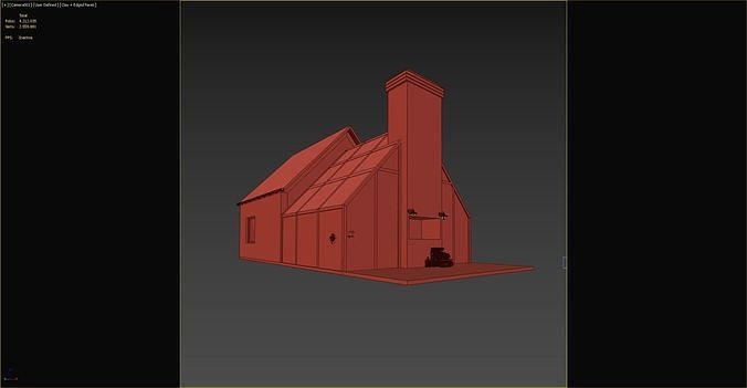 Bungalow house Low-poly 3D model 7