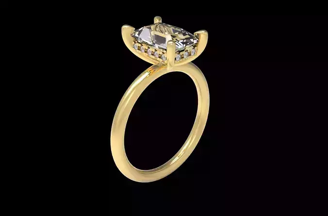 Engagement Ring Hidden hallo emerald 3D print model