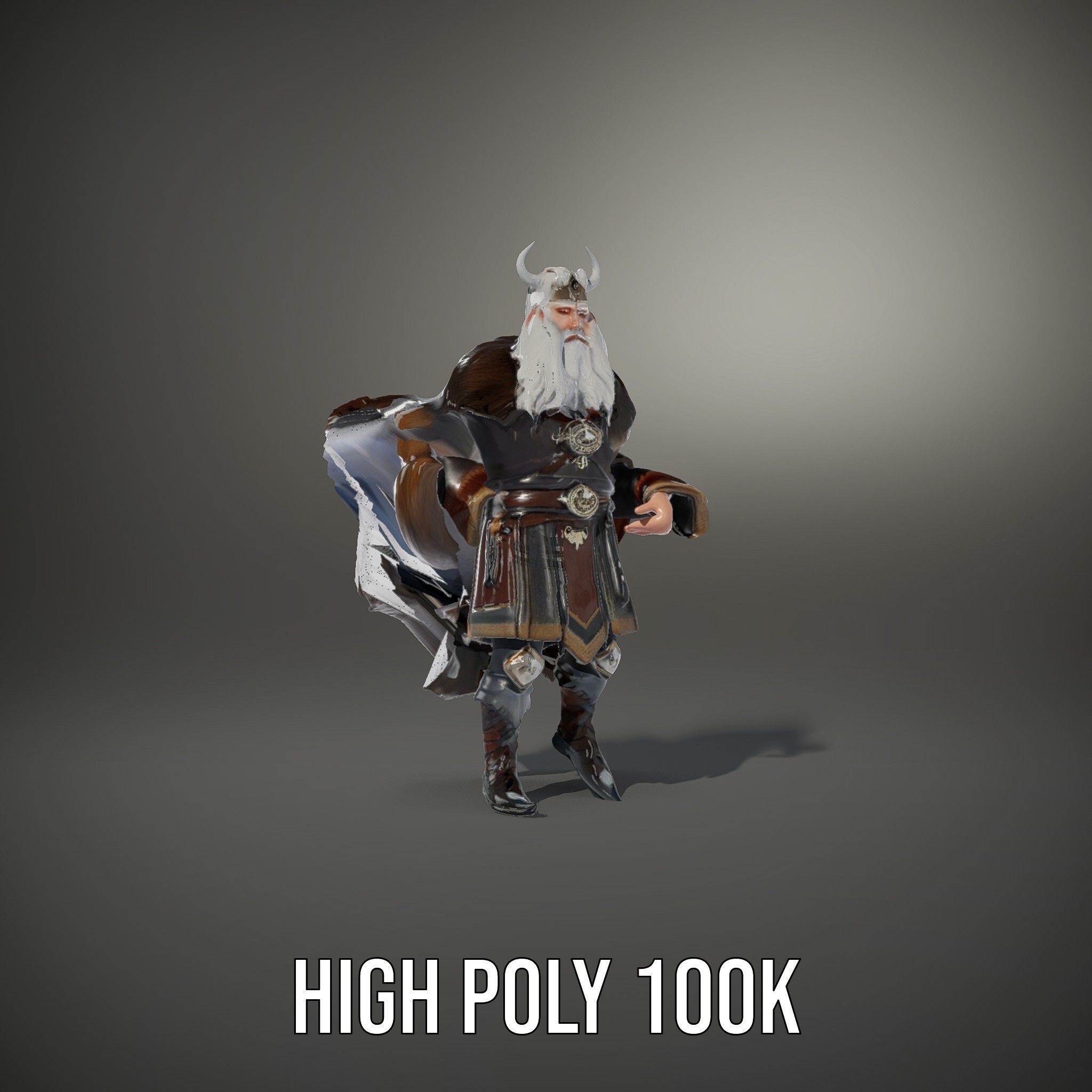 Nordic King Character Model Rigged and Animated Low-poly 3D model_34