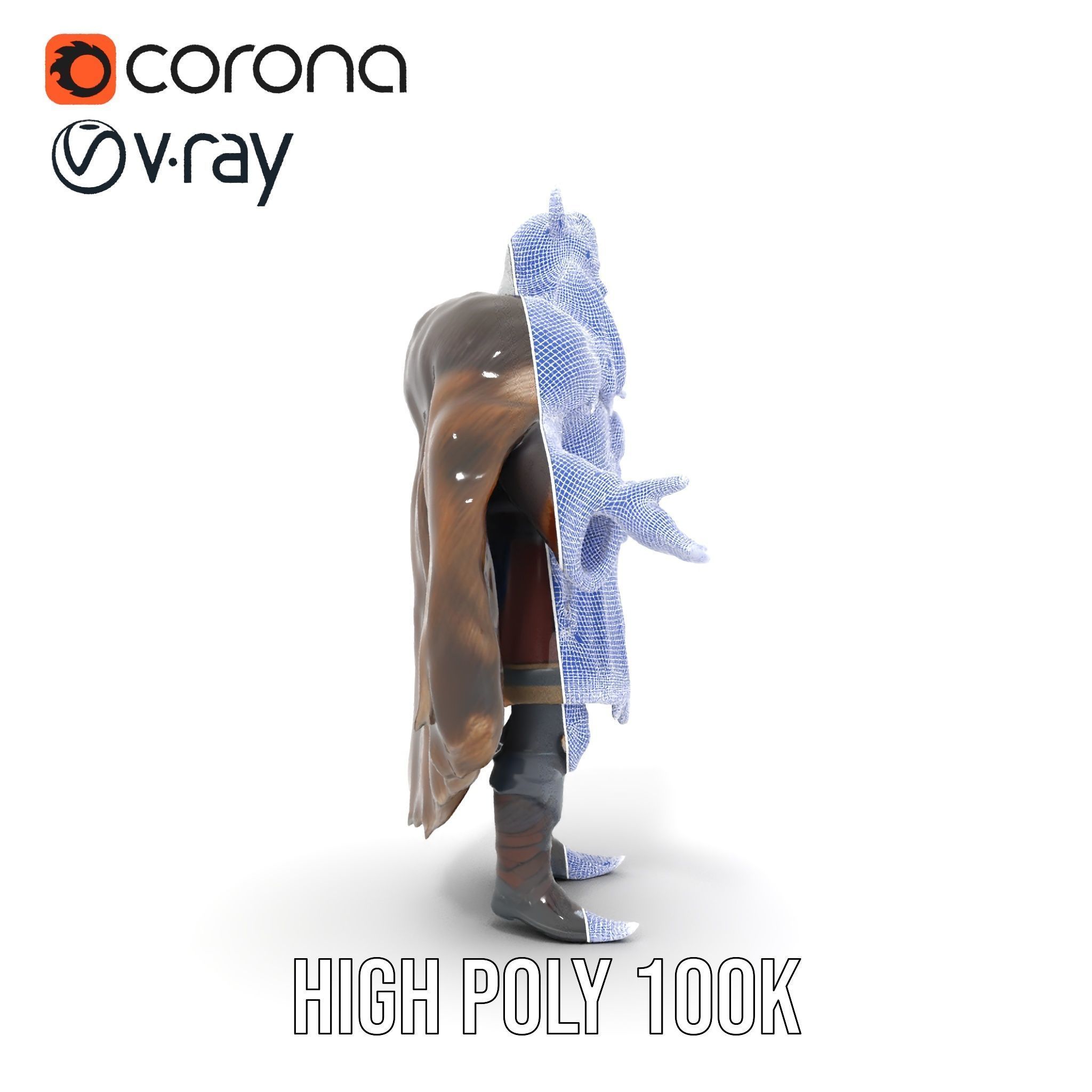 Nordic King Character Model Rigged and Animated Low-poly 3D model_36