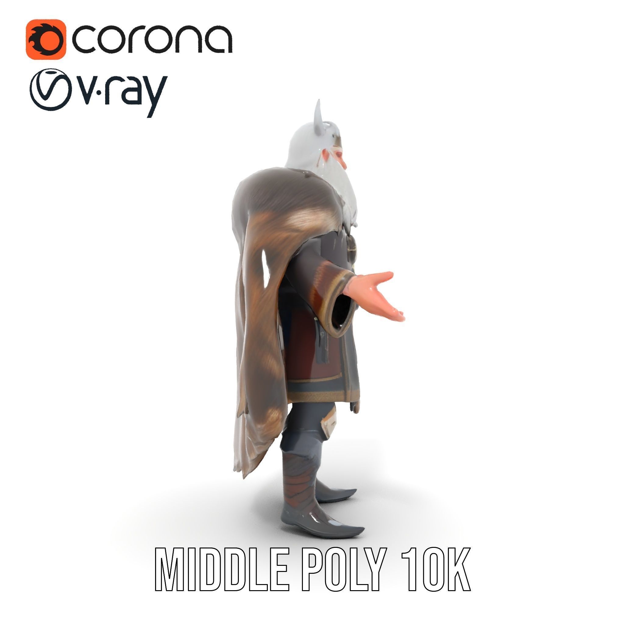 Nordic King Character Model Rigged and Animated Low-poly 3D model_11