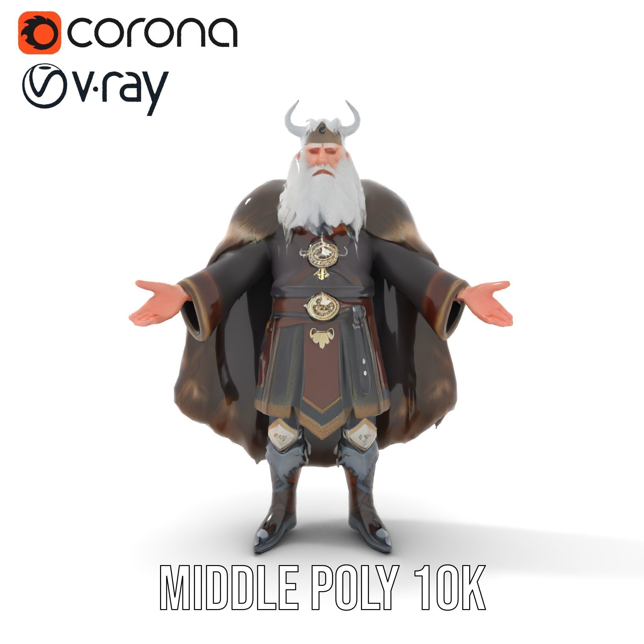 Nordic King Character Model Rigged and Animated Low-poly 3D model_23