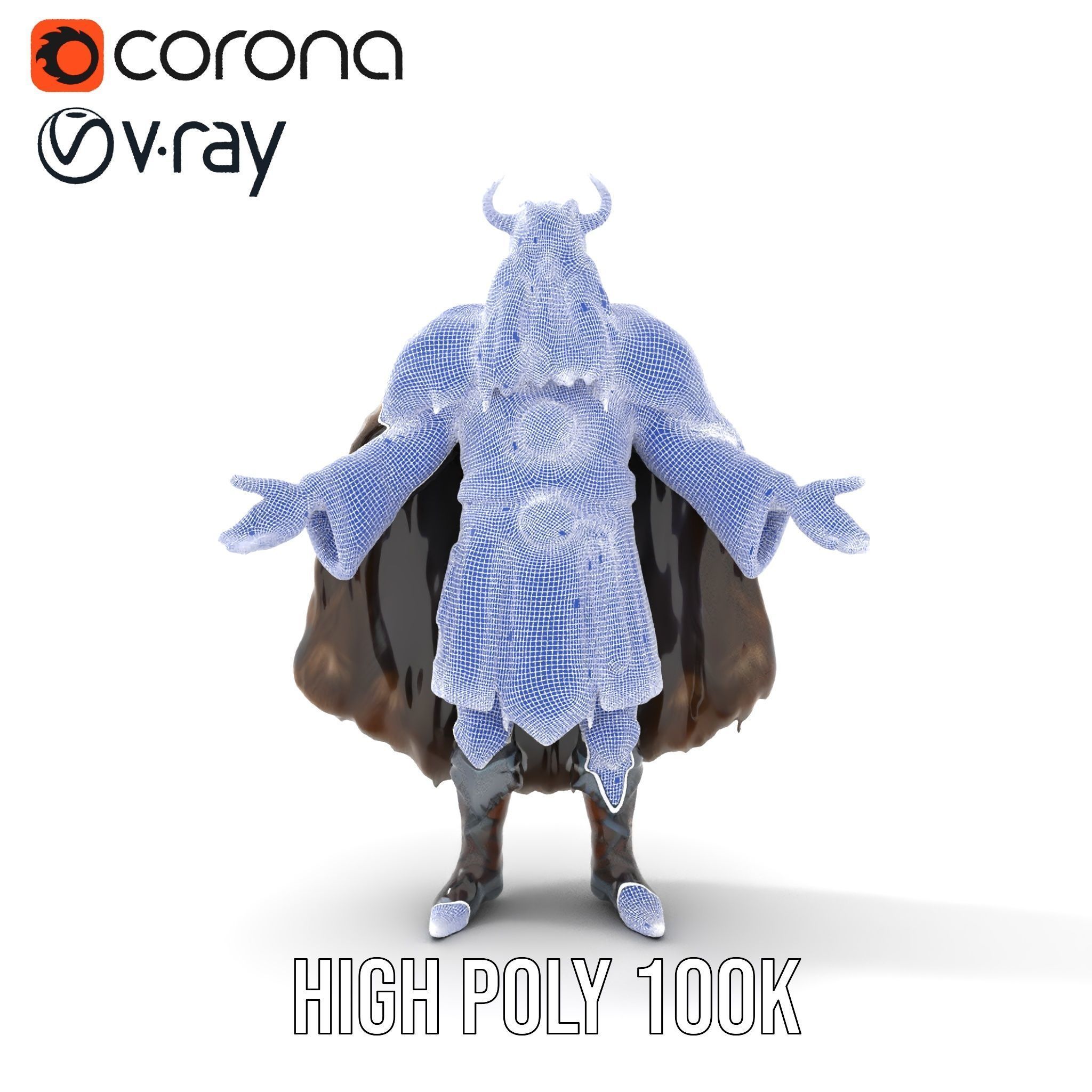Nordic King Character Model Rigged and Animated Low-poly 3D model_37