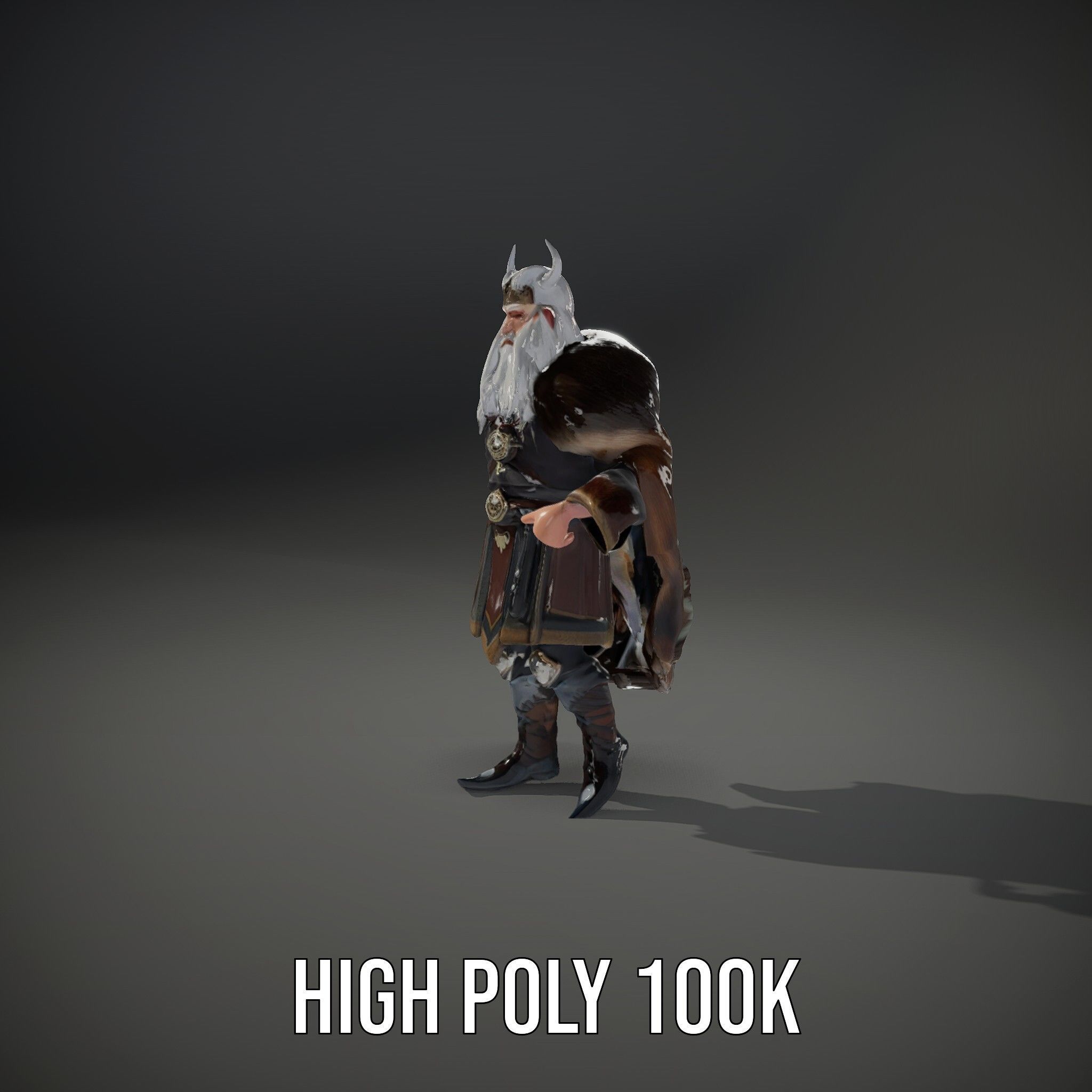 Nordic King Character Model Rigged and Animated Low-poly 3D model_32