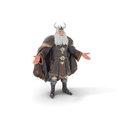 Nordic King Character Model Rigged and Animated Low-poly 3D model