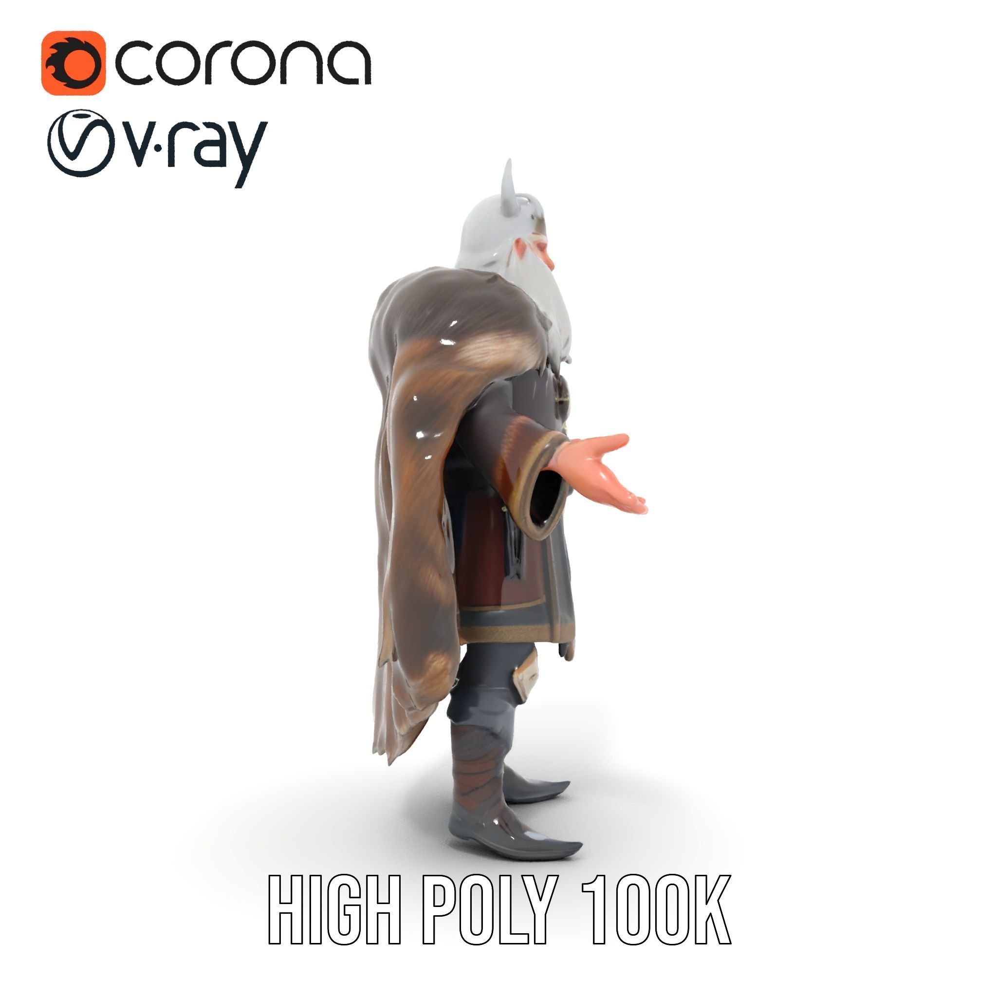 Nordic King Character Model Rigged and Animated Low-poly 3D model_16