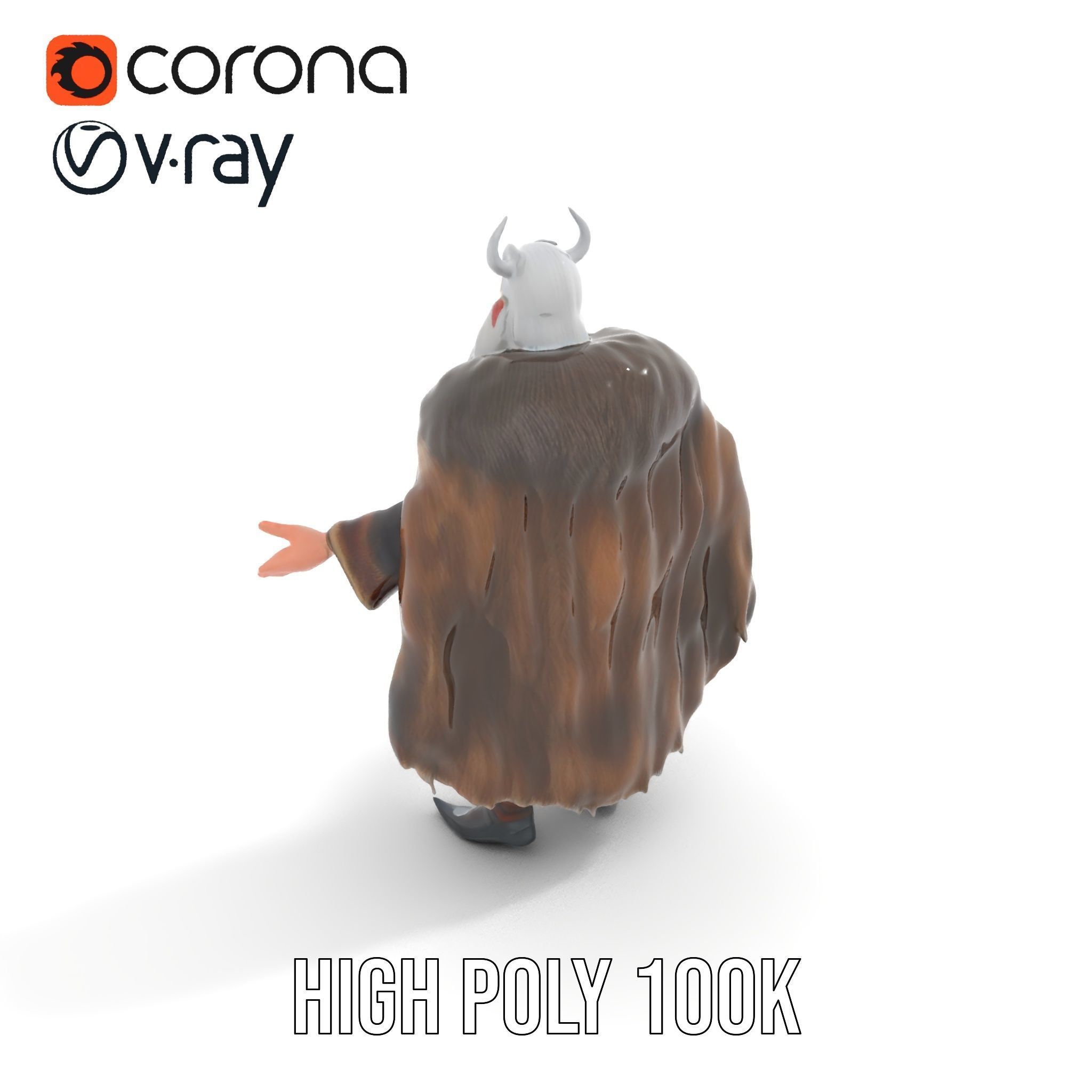 Nordic King Character Model Rigged and Animated Low-poly 3D model_10