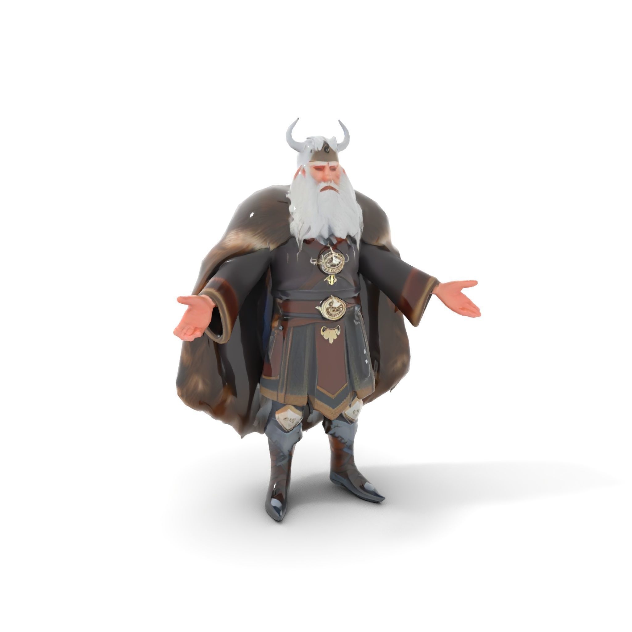 Nordic King Character Model Rigged and Animated Low-poly 3D model_25