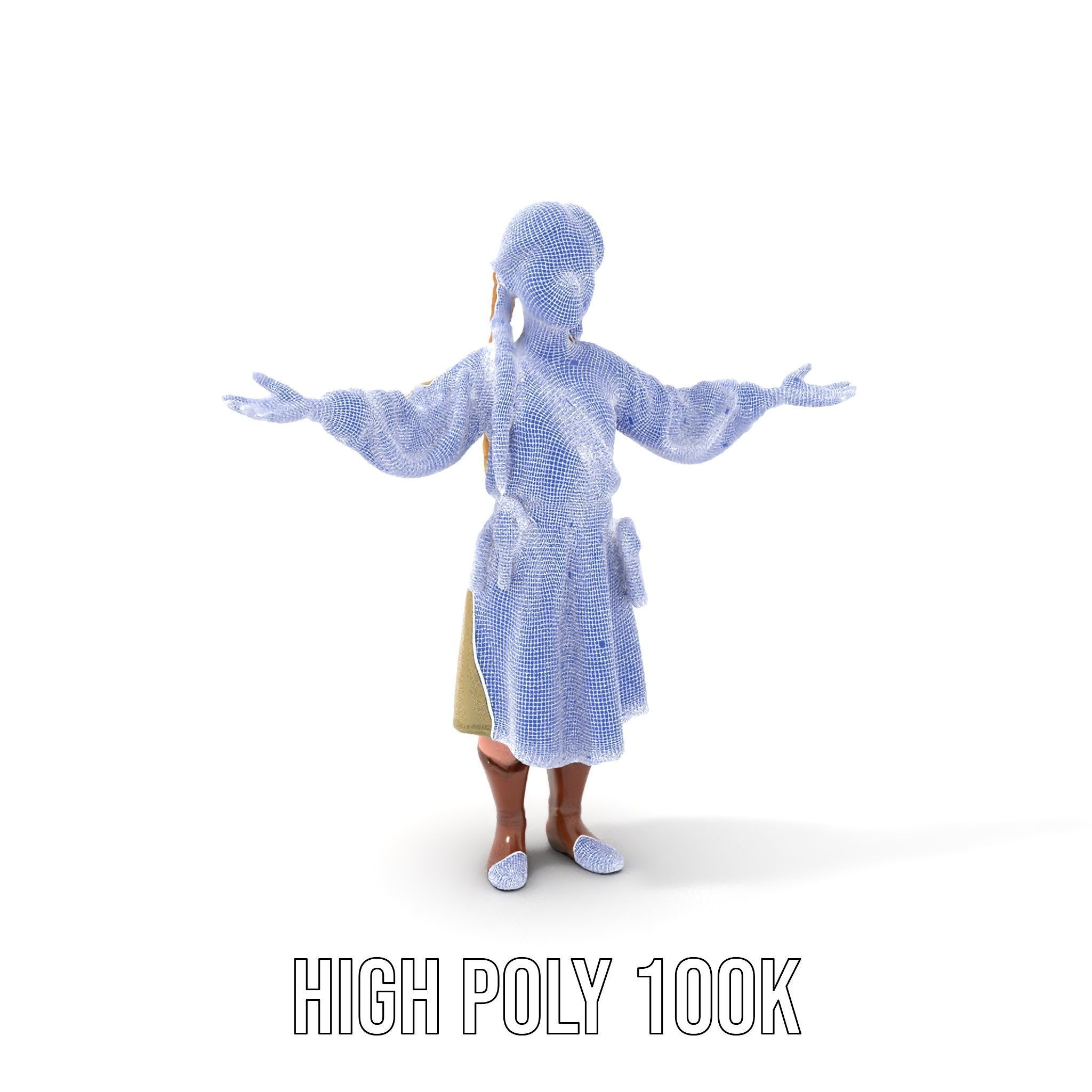 Medieval Female Adventurer Character Rigged and Animated Low-poly 3D model_5